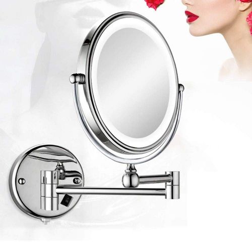  Mirrors Bathroom Wall Makeup LED Lighted 5X Magnifying Cosmetic 360° Swivel Foldable Telescopic Two Sided for Vanity Shaving 4 x AAA Batteries (Not Included)