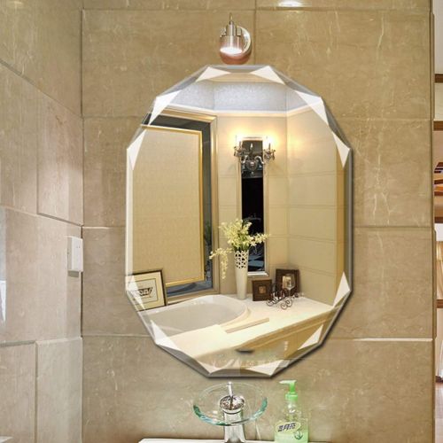  Mirrors Wall Frameless Bathroom Diamond Side Design Bathroom Bathroom Bathroom (Color : Silver, Size : 6080cm)