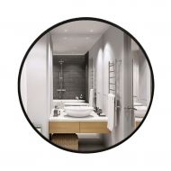 Mirrors Bathroom Solid Wood Round Bedroom Vanity Makeup Bedroom Wall Color : Black, Size : Diameter 70cm(27inches)