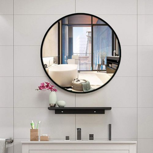  Mirrors Bathroom Solid Wood Round Bedroom Vanity Makeup Bedroom Wall Color : Black, Size : Diameter 70cm(27inches)