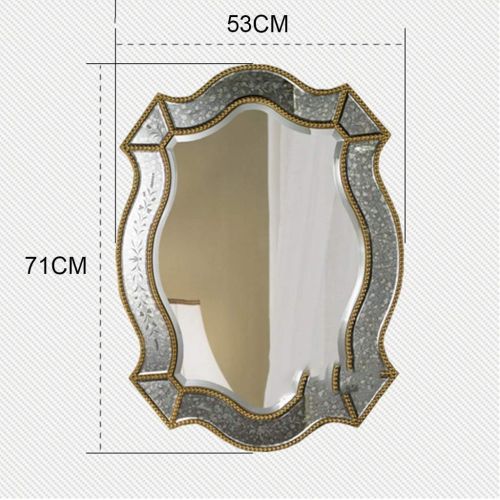  Mirrors Wall Carved Decorative Entrance Bathroom (Color : Gold, Size : 5371cm)