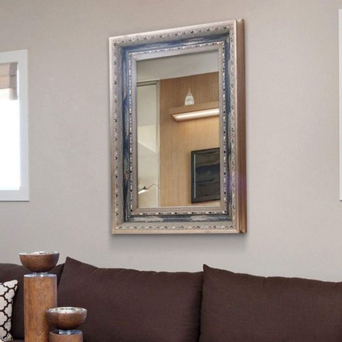  Mirrors Wall-Mounted European Retro Porch Solid Wood Old Decorative Hand Carved Diamond Wall Hanging Makeup Placed Gift (Color : Wood Color, Size : 68.7x94cm)