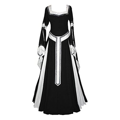  할로윈 용품Misassy Womens Medieval Dress Renaissance Costumes Irish Over Long Dress Cosplay Retro Gown