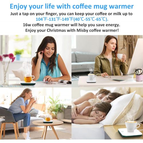  [아마존베스트]Misby Coffee Warmer for Desk Cup Warmer with Automatic Shut Off Coffee Mug Warmer for Coffee Milk Tea Keep (White1)