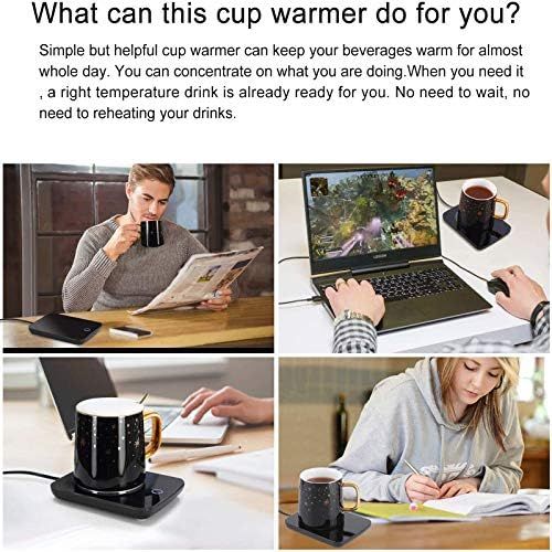  [아마존베스트]Misby Coffee Warmer for Desk with Auto Shut Off, Electric Coffee Mug Warmer for Office Home Desk Use, Cup Warmer Plate for Coffee, Milk, Tea, Water, Christmas/Birthday Gift(Black2)