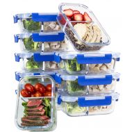 Misc Home [10 SETS VALUE PACK] Two Compartment Glass Meal Prep Containers  Glass Food Storage Containers with Lids Meal Prep  LIFETIME Lids - Lunch Containers Portion Control Containers -
