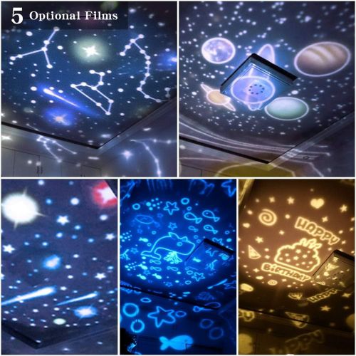  misognare Star Night Light Universe Projector Lamp for Kids with 5 Sets of Projector Film