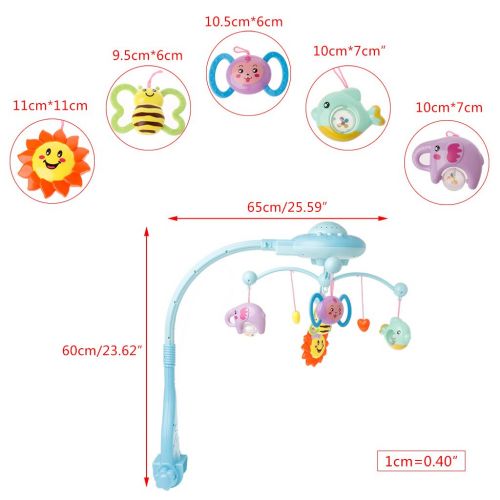  Misright Baby Musical Crib Mobile Bed Bell Toys- Light Flash Cartoon Animal Rattles Projection Music Box...