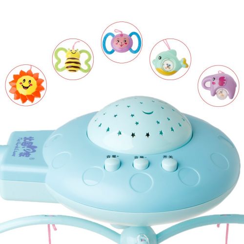  Misright Baby Musical Crib Mobile Bed Bell Toys- Light Flash Cartoon Animal Rattles Projection Music Box...