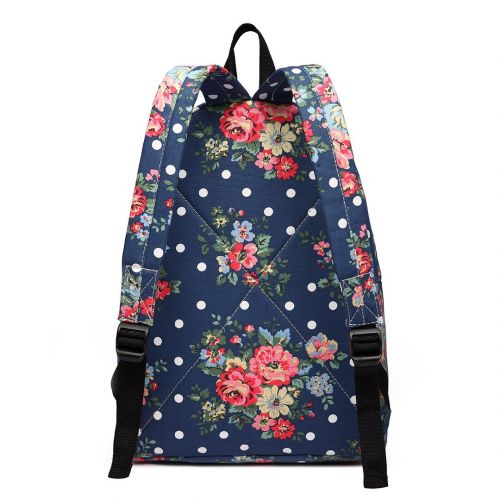  Miss Lulu School Backpacks Canvas Bookbag Cute Printed Leisure Backpack for Teenage Girls (1401F Navy)