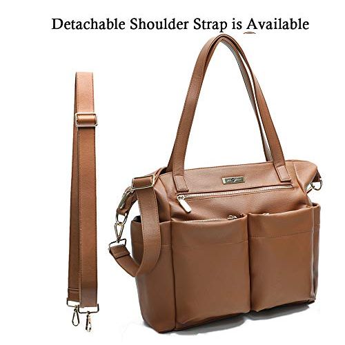  [아마존핫딜][아마존 핫딜] Miss fong Leather Diaper Bag Backpack By Miss Fong, Baby Bag, Diaper Bag Tote With Changing Pad, In Bag Organizer, Stroller Straps, Insulated Pockets and Shoulder Strap (Brown)