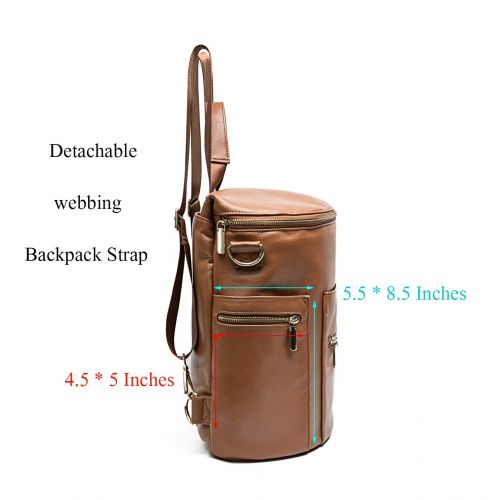  [아마존베스트]Miss fong Leather Diaper Bag Backpack by Miss Fong, Diaper Backpack with Changing Pad,Diaper Bag Organizer,Stroller Straps and Insulated Pockets(2019 New Brown-New Convertible)