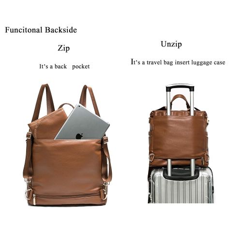  [아마존베스트]Miss fong Leather Diaper Bag Backpack by Miss Fong, Diaper Backpack with Changing Pad,Diaper Bag Organizer,Stroller Straps and Insulated Pockets(2019 New Brown-New Convertible)