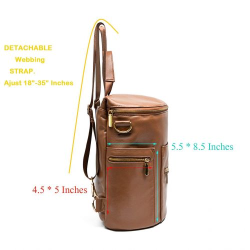  Leather Diaper Bag Backpack by Miss Fong, Diaper Bag with Changing Pad, Diaper Bag Organizer,Stroller Straps and Insulated Pockets (Brown-Convertible)