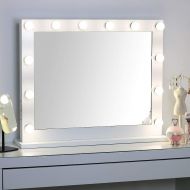 MissMii Large Hollywood Vanity Mirror with Lights,Lighted Standing or Wall Makeup Mirror,Side-Mounted Power Outlet USB Port and Dimmer
