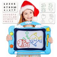 [아마존베스트]Misscat Large Magnetic Drawing Board for Kids, Magna Education Doodle Toy for Toddler Colorful Erasable Writing Painting Sketching Pad with Stencils for Boys Girls Birthday Toy Gif