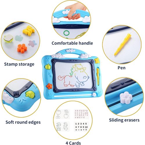  [아마존베스트]Misscat Large Magnetic Drawing Board for Kids, Magna Education Doodle Toy for Toddler Colorful Erasable Writing Painting Sketching Pad with Stencils for Boys Girls Birthday Toy Gif