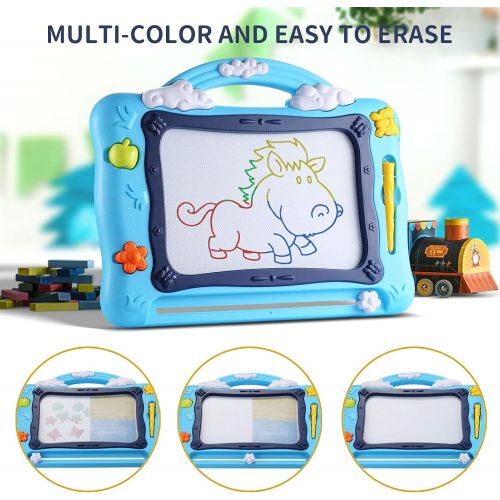  [아마존베스트]Misscat Large Magnetic Drawing Board for Kids, Magna Education Doodle Toy for Toddler Colorful Erasable Writing Painting Sketching Pad with Stencils for Boys Girls Birthday Toy Gif