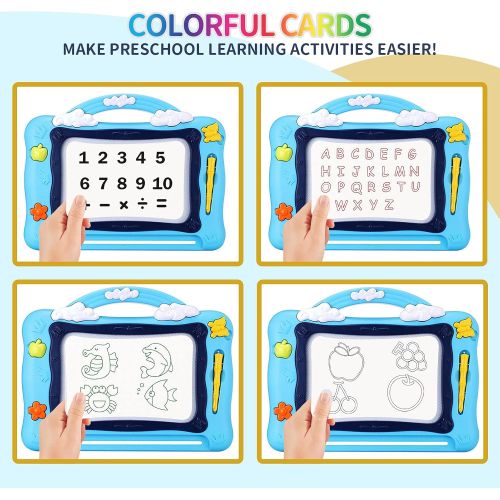  [아마존베스트]Misscat Large Magnetic Drawing Board for Kids, Magna Education Doodle Toy for Toddler Colorful Erasable Writing Painting Sketching Pad with Stencils for Boys Girls Birthday Toy Gif