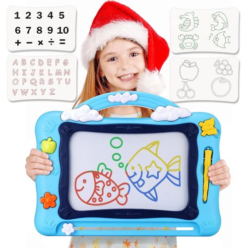  [아마존베스트]Misscat Large Magnetic Drawing Board for Kids, Magna Education Doodle Toy for Toddler Colorful Erasable Writing Painting Sketching Pad with Stencils for Boys Girls Birthday Toy Gif