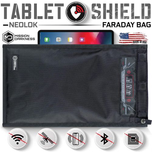  [아마존베스트]Mission Darkness NeoLok Non-window Faraday Bag for Tablets (+ Easy to Use Magnetic Closure) // Device Shielding for Law Enforcement & Military, Data Security, Anti-hacking & Anti-t