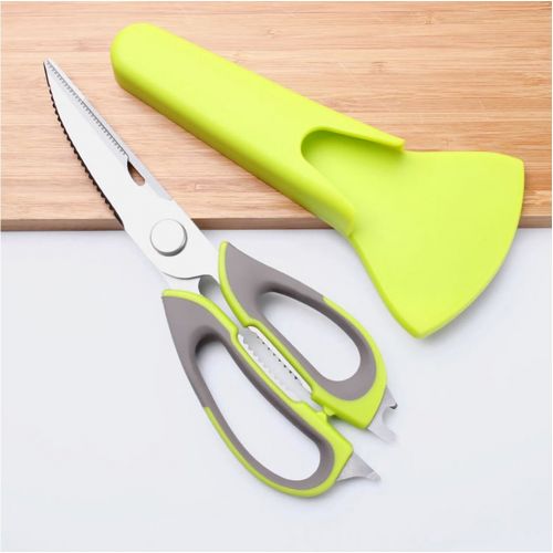  Misslemo Kitchen Shear, Kitchen Scissor Stainless Steel & Soft Grips with Convenient Magnetic Fridge Holder, Multifunction Scissors Offer Bottle Opener, Fish Scaler, Nut Cracker, Cutting Bo