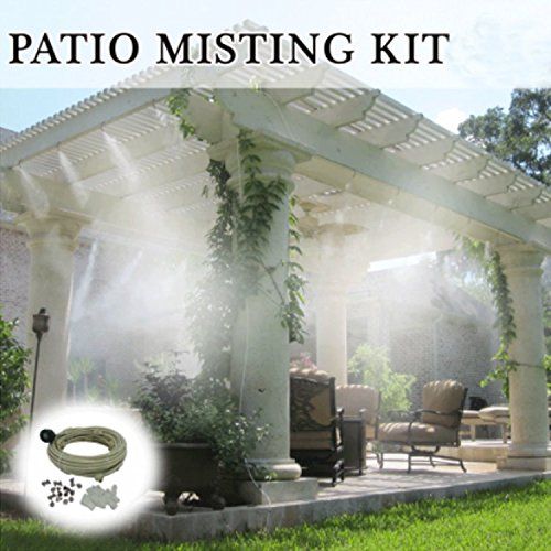  Mistcooling - Patio Misting Kit - Pre- Assembled Misting System - Cools temperatures by up to 30 Degrees - BrassStainless Steel Misting Nozzles - for Patio, Pool and Play Areas (4