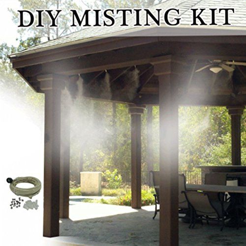  Mistcooling - Patio Misting Kit - Pre- Assembled Misting System - Cools temperatures by up to 30 Degrees - BrassStainless Steel Misting Nozzles - for Patio, Pool and Play Areas (4