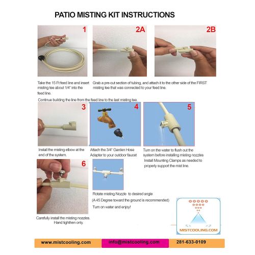  Mistcooling Patio Misting Kit Assembly - Make your own Misting System - Easy to build and Install - 5 Minute Installation (48Ft 12 Nozzles)