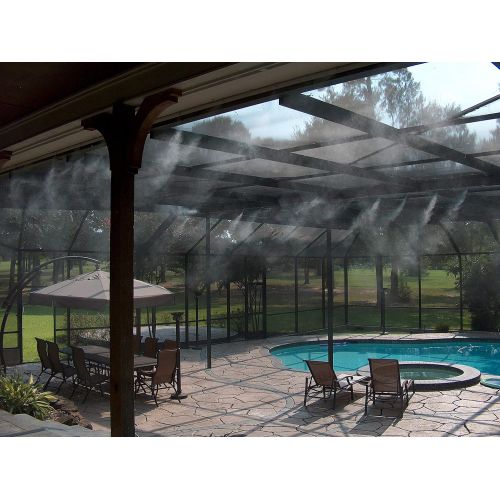 Mistcooling Patio Misting System- Low Pressure - UV treated flexible Tubing - BrassStainless Steel Nozzle - For Patio, Gazebo, Pool and Play areas (MC560)