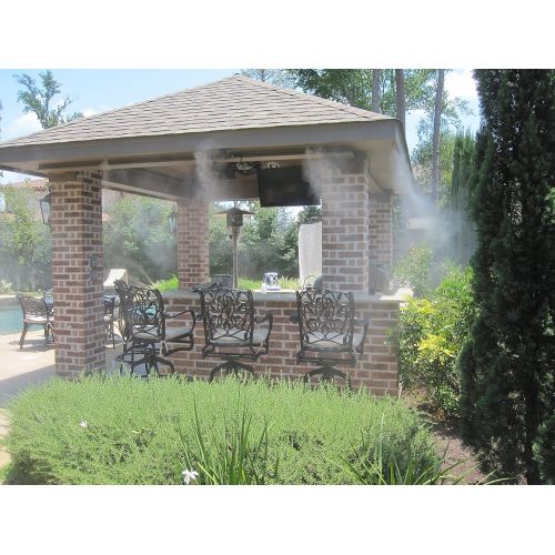  Mistcooling Patio Misting System- Low Pressure - UV treated flexible Tubing - BrassStainless Steel Nozzle - For Patio, Gazebo, Pool and Play areas (MC560)