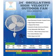 Mistcooling Outdoor Fan - Industrial Fans - 18, 24 and 30 Inch Fans (24 Inch Oscillating - Black)
