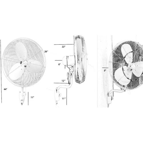  Mistcooling Outdoor Fan - Industrial Fans - 18, 24 and 30 Inch Fans (24 Inch Oscillating - Black)