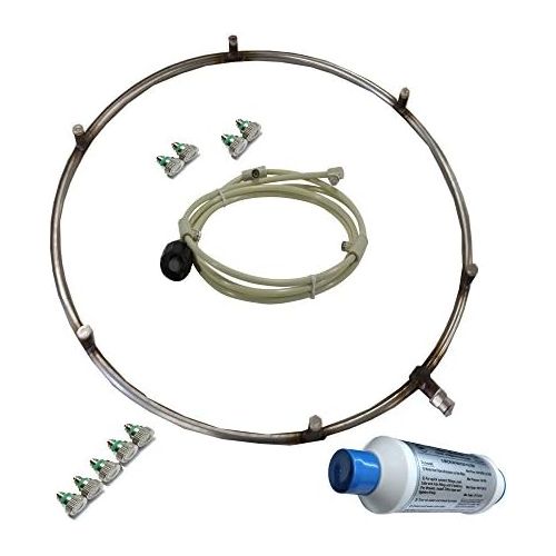  Mistcooling Misting Fan Ring - Stainless Steel Ring with Feed Line and Misting Nozzles - Ideal as Patio Misting system, for Warehouse Misting. can be used with Pump. (12 Dia 4 Nozz