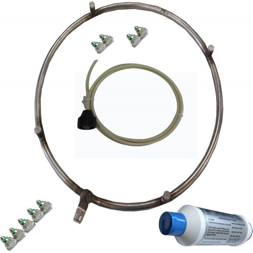  Mistcooling Fan Mister - Stainless Steel Misting Ring with Calcium Inhibitor Filter - Includes Misting Nozzles - Push Lock Connection - Do It Yourself (15 Inch 6 Nozzles Ring)