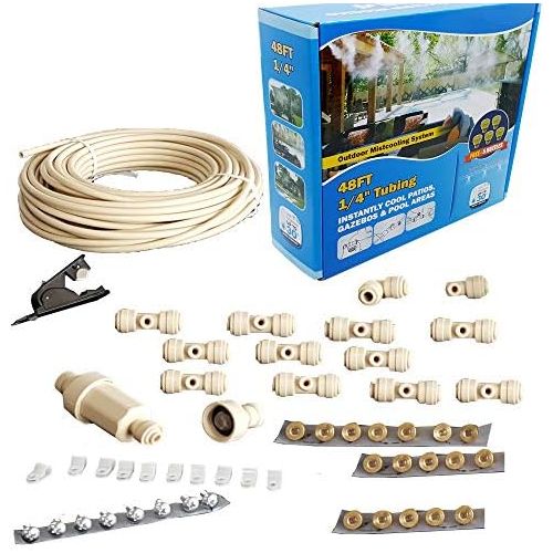  Mistcooling MISTCOOLING - Patio Misting Kit Assembly - Make your own Misting System - Easy to build and Install - 5 Minute Installation (48Ft -12 Nozzles)