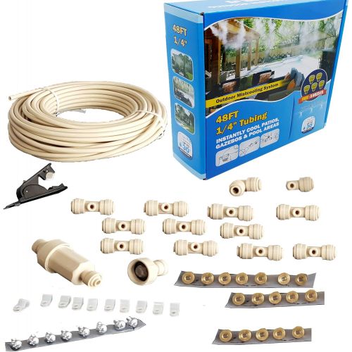  Mistcooling MISTCOOLING - Patio Misting Kit Assembly - Make your own Misting System - Easy to build and Install - 5 Minute Installation (48Ft -12 Nozzles)