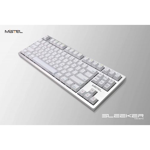  Mistel Sleeker MD870 Mechanical Keyboard with Chrerry MX Blue Switch and Silver Full CNC Aluminum Case for Mac and Windows (Tenkeyless, Single White LED Backlit, PBT Dye-Sub Keycap