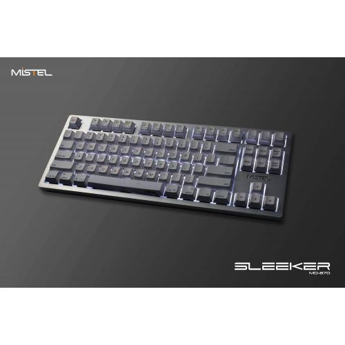  Mistel Sleeker MD870 Mechanical Keyboard with Chrerry MX Blue Switch and Silver Full CNC Aluminum Case for Mac and Windows (Tenkeyless, Single White LED Backlit, PBT Dye-Sub Keycap