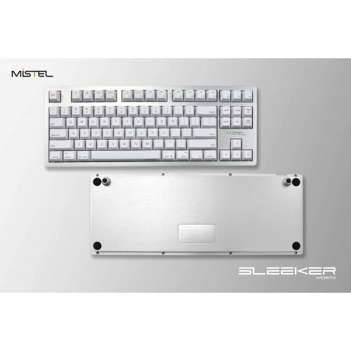  Mistel Sleeker MD870 Mechanical Keyboard with Chrerry MX Blue Switch and Silver Full CNC Aluminum Case for Mac and Windows (Tenkeyless, Single White LED Backlit, PBT Dye-Sub Keycap