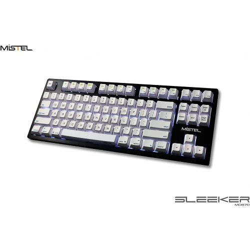  Mistel Sleeker MD870 Mechanical Keyboard with Chrerry MX Blue Switch and Silver Full CNC Aluminum Case for Mac and Windows (Tenkeyless, Single White LED Backlit, PBT Dye-Sub Keycap