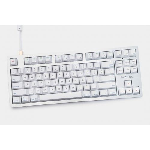  Mistel Sleeker MD870 Mechanical Keyboard with Chrerry MX Blue Switch and Silver Full CNC Aluminum Case for Mac and Windows (Tenkeyless, Single White LED Backlit, PBT Dye-Sub Keycap