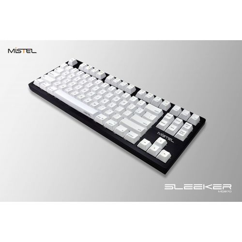  Mistel Sleeker MD870 Mechanical Keyboard with Chrerry MX Blue Switch and Silver Full CNC Aluminum Case for Mac and Windows (Tenkeyless, Single White LED Backlit, PBT Dye-Sub Keycap