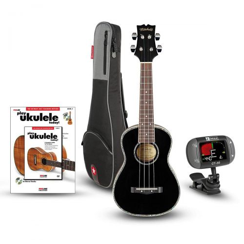  Mitchell MU75BK Concert Ukulele Bundle Black