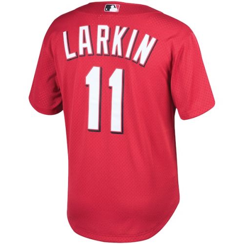  Mitchell & Ness Men's Cincinnati Reds Barry Larkin Mitchell & Ness Red Throwback Cooperstown Mesh Batting Practice Jersey