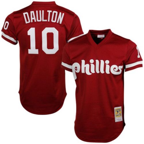  Mitchell & Ness Men's Philadelphia Phillies Darren Daulton Mitchell & Ness Red Cooperstown Mesh Batting Practice Jersey