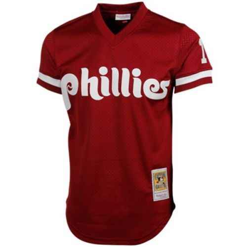  Mitchell & Ness Men's Philadelphia Phillies Darren Daulton Mitchell & Ness Red Cooperstown Mesh Batting Practice Jersey