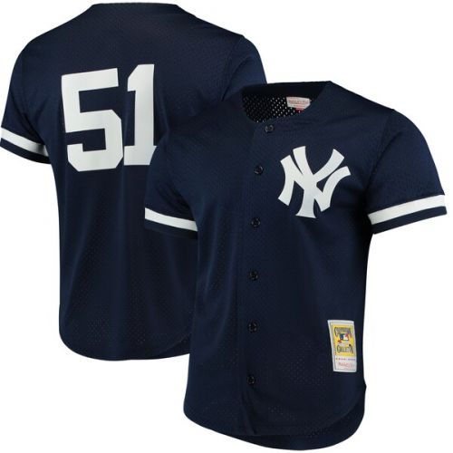  Mitchell & Ness Men's New York Yankees Bernie Williams Mitchell & Ness Navy Fashion Cooperstown Collection Mesh Batting Practice Jersey