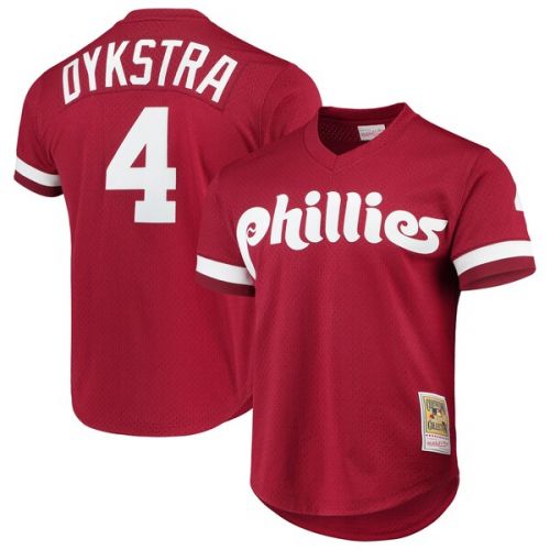  Mitchell & Ness Mitchell & Ness Lenny Dykstra Philadelphia Phillies Cooperstown Collection Mesh Batting Practice Jersey - Red