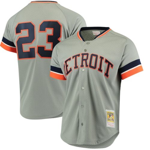  Mitchell & Ness Men's Detroit Tigers Kirk Gibson Mitchell & Ness Gray Fashion Cooperstown Collection Mesh Batting Practice Jersey